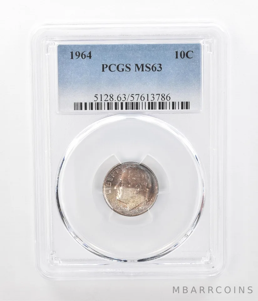 1964 Roosevelt Dime MS63 PCGS Beautiful Tone *2380