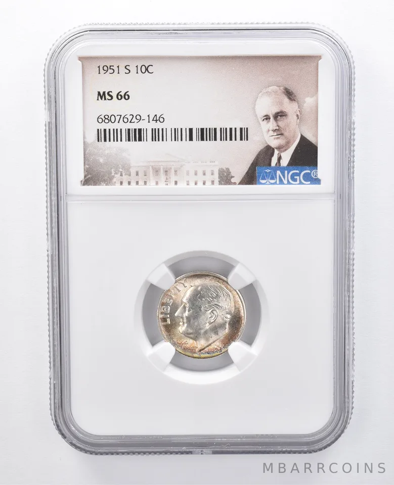 1951-S Roosevelt Dime MS66 NGC Tone *7962