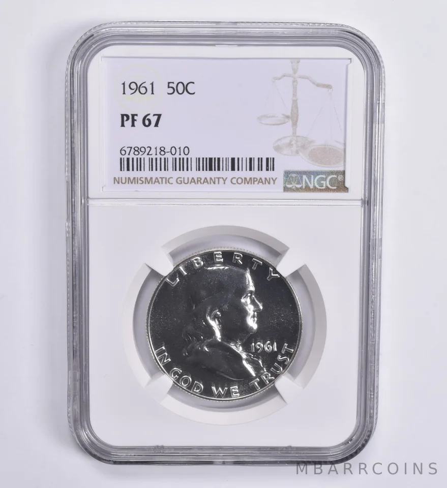 1961 Franklin Half Dollar 50c PF67 NGC Brown Lbl
