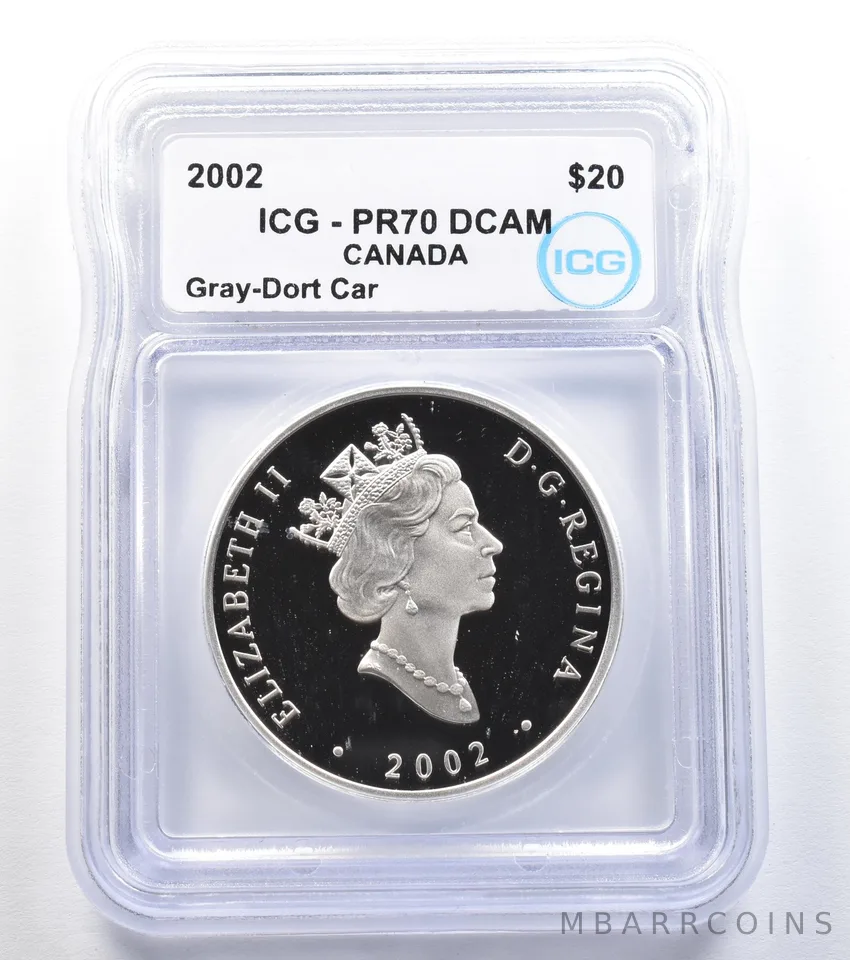 2002 Canada 20 Dollars Gray-Dort Car Silver PR70 DCAM ICG *7927