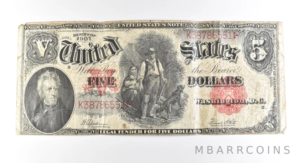 1907 $5 Legal Tender Large Note Red Seal *2674