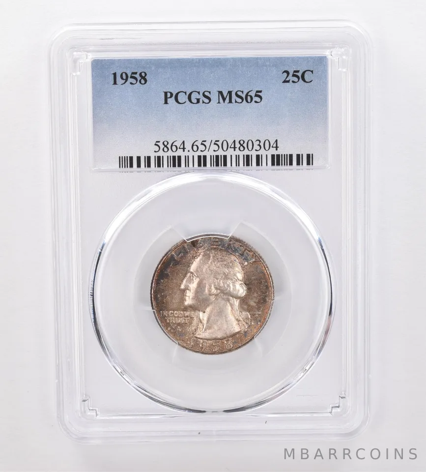 1958 Washington Quarter MS65 PCGS Beautiful Tone *0064