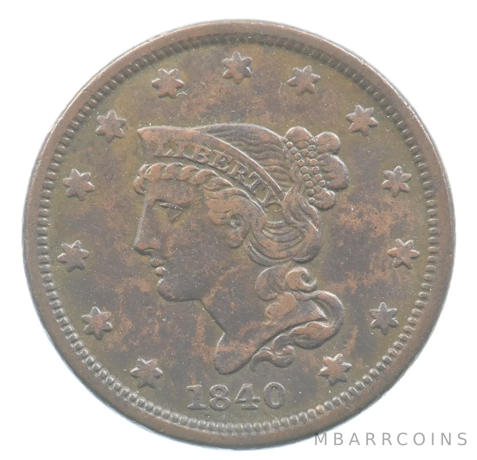 1840 Braided Hair Large Cent Small Date *9411