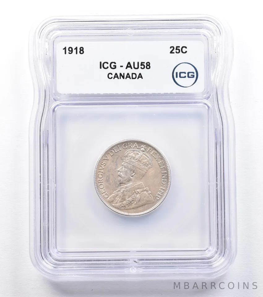 1918 Canada 25 Cents AU58 ICG *1812