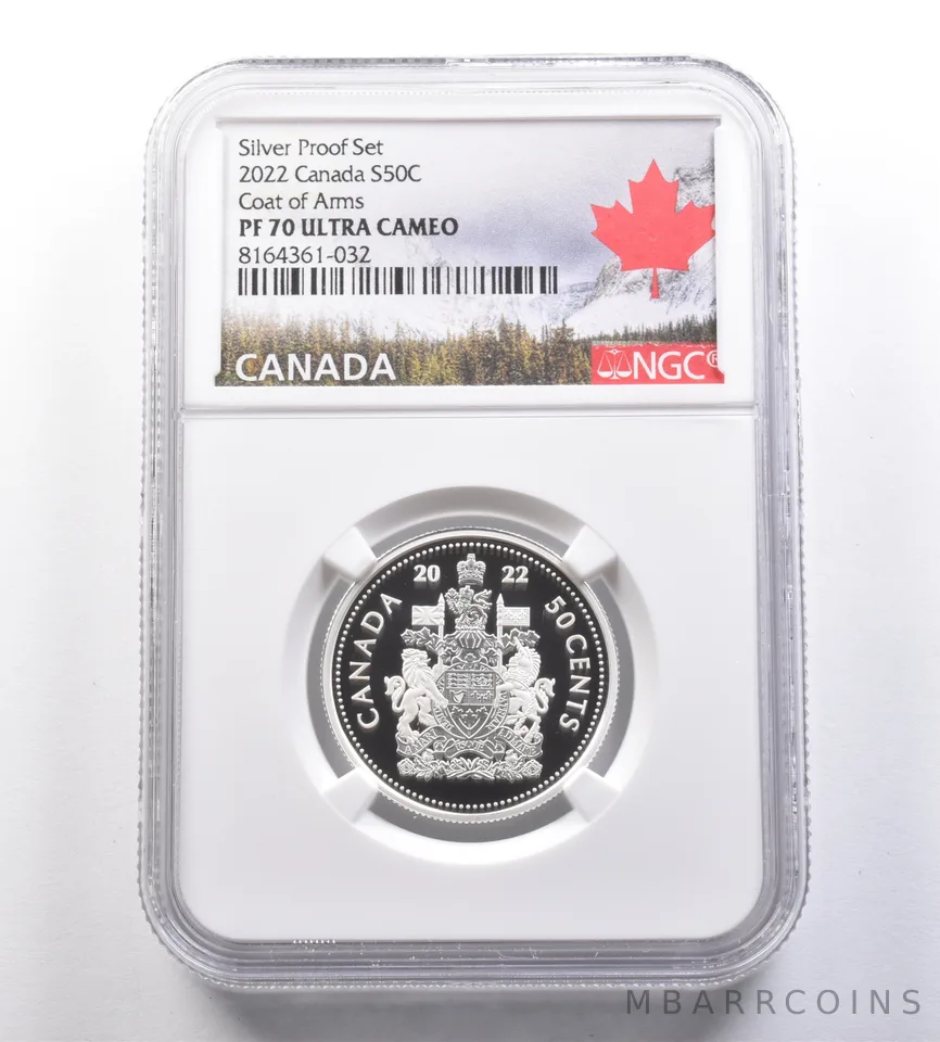 2022 Canada 50 Cents Silver Proof Set Coat Of Arms PF70 UCAM NGC a7083