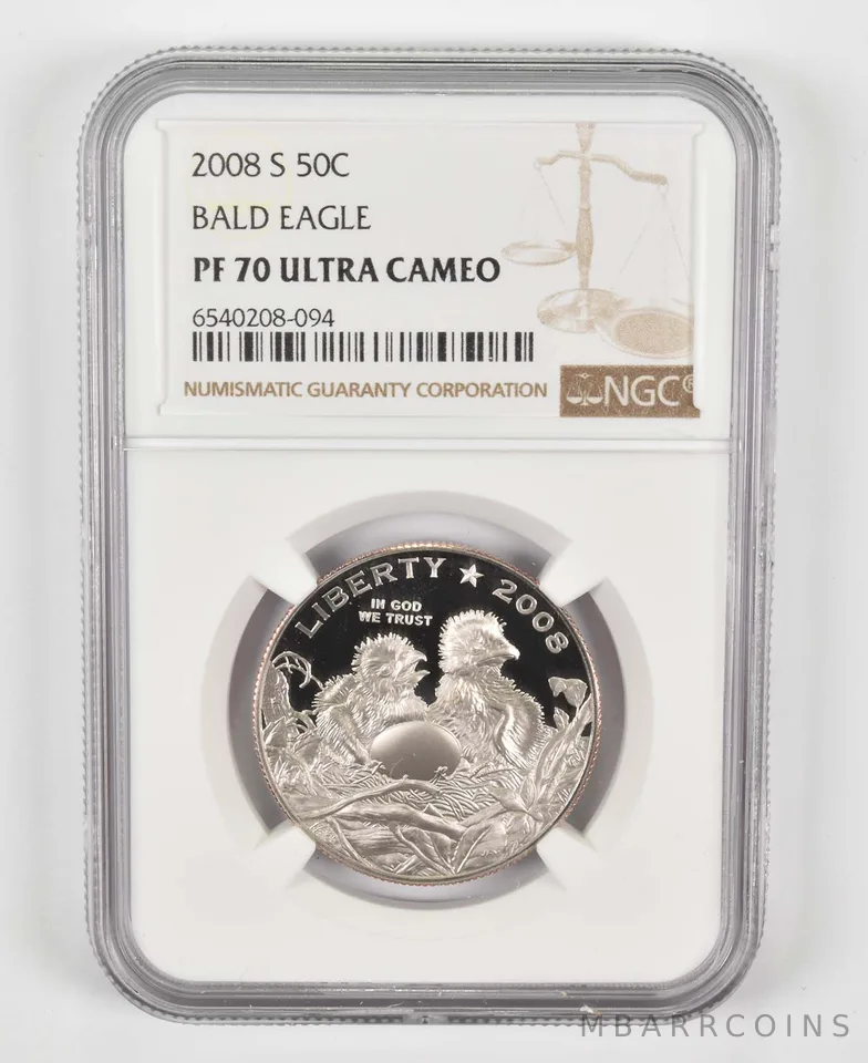 2008-S Bald Eagle Commemorative Half Dollar PF70 NGC Brown Label
