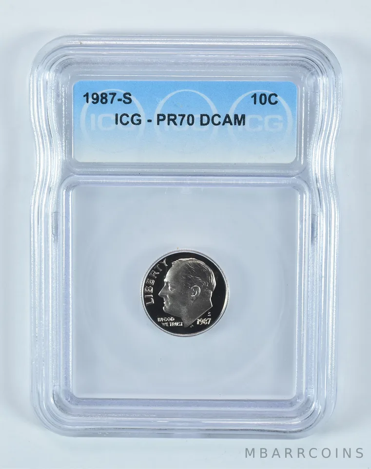 1987-S Roosevelt Dime PR70 DCAM ICG