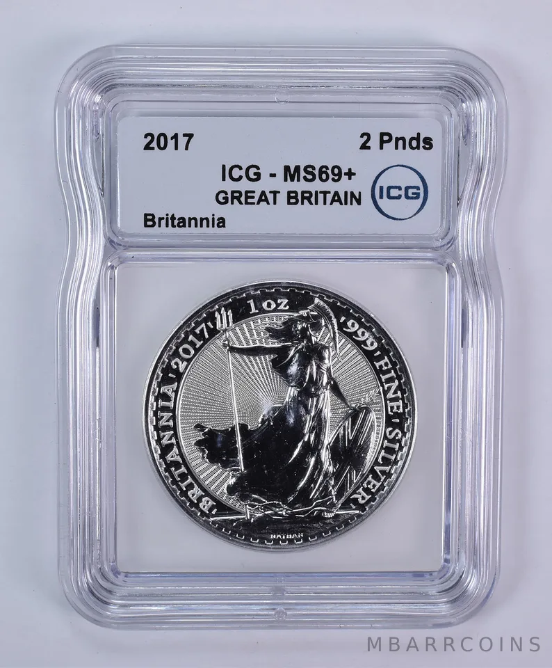 2017 Great Britain 2 Pound Silver Britannia MS69+ ICG