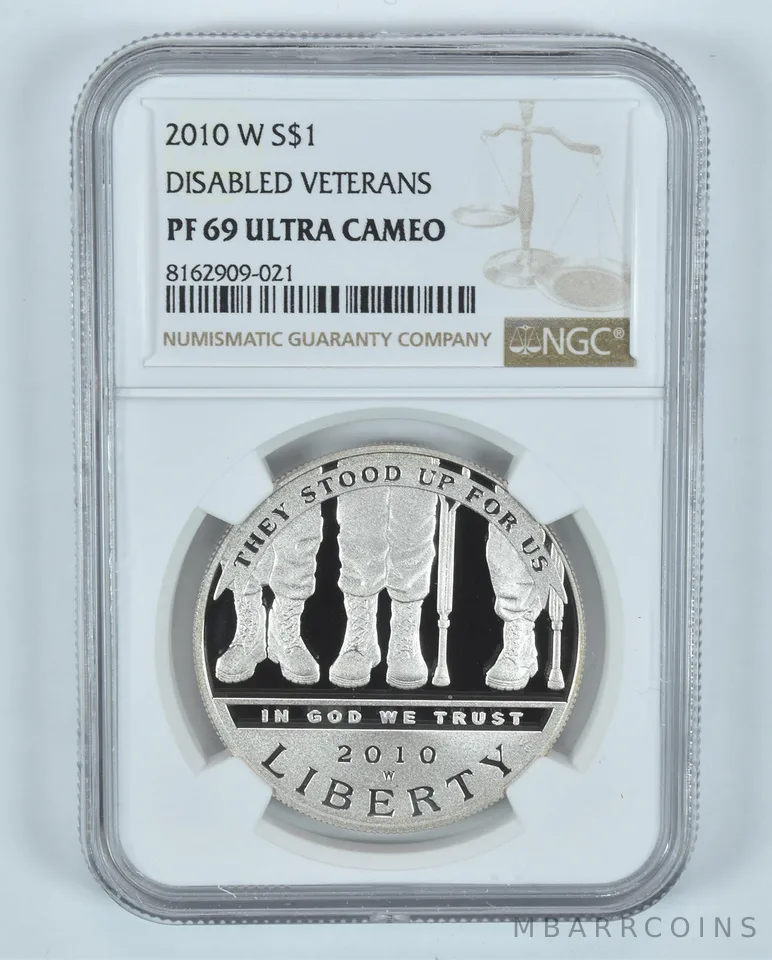 2010-W Disabled Veterans Commemorative Silver Dollar PF69 UCAM NGC