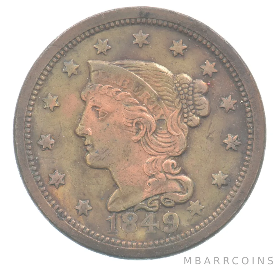 1849 Braided Hair Large Cent Beautiful Tone *0354