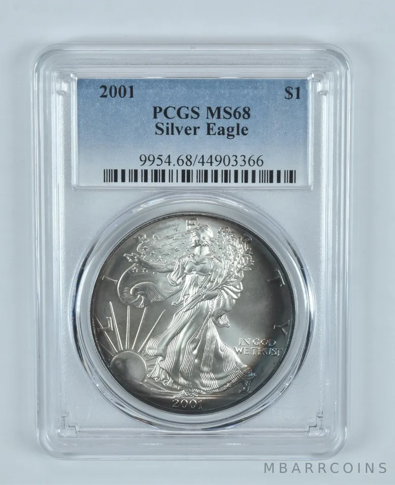 MS68 2001 American Silver Eagle - PCGS Beautiful Tone! *0859