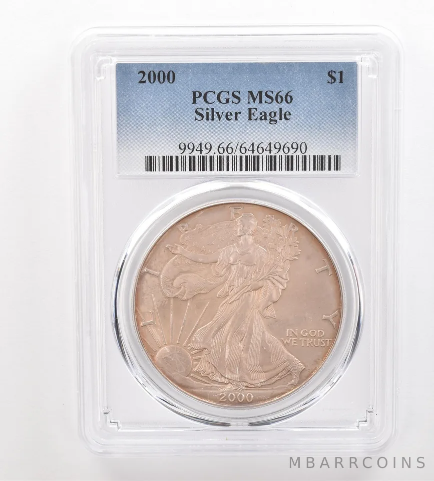2000 American Silver Eagle MS66 PCGS Beautiful Tone *3344