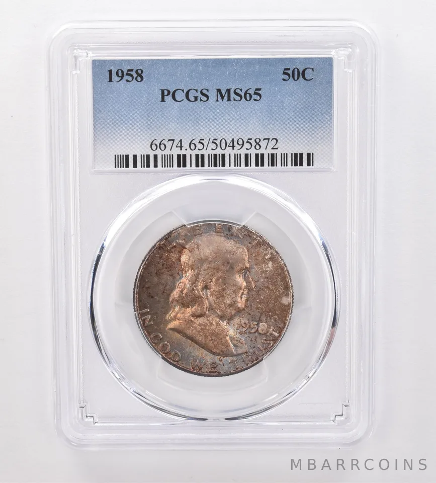 1958 Franklin Half Dollar MS65 PCGS Beautiful Tone *9961