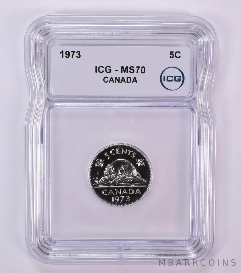1973 Canada 5 Cents Beaver MS70 ICG
