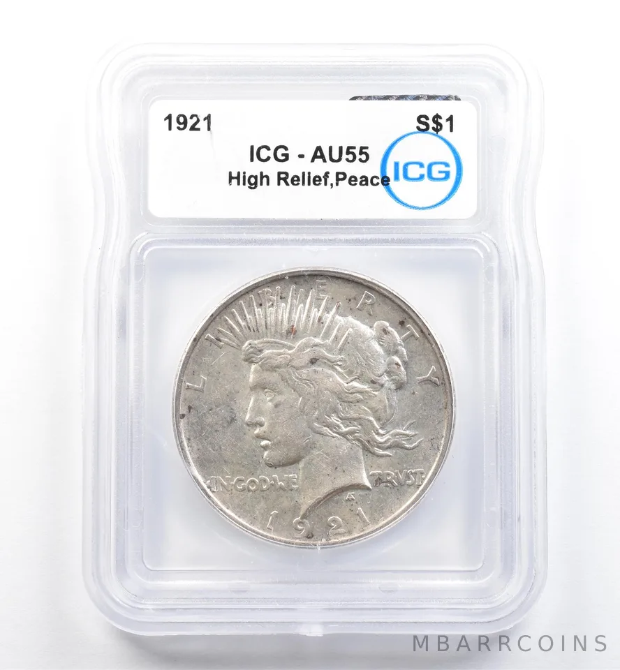 1921 Peace Silver Dollar High Relief AU55 ICG *9873