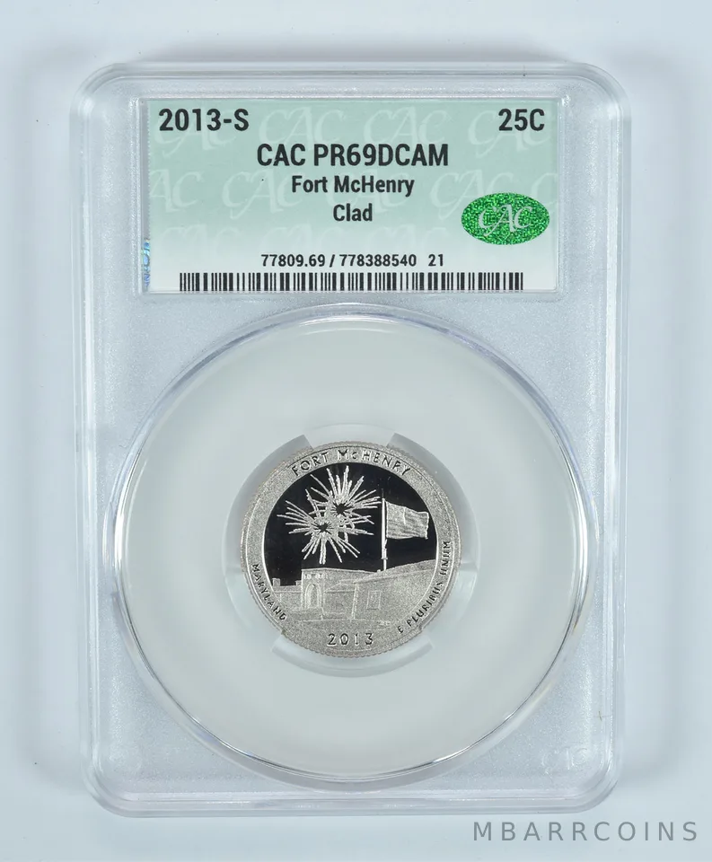 2013-S Washington Quarter Fort McHenry CLAD ATB PR69 DCAM CAC CACg