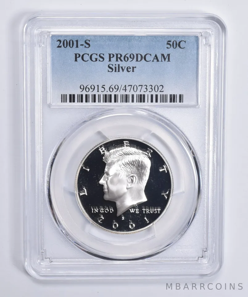 2001-S Kennedy Half Dollar Silver PR69 DCAM PCGS Blue Lbl