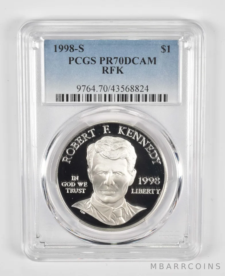 1998-S Robert F Kennedy Commemorative Silver Dollar PR70 PCGS Blue Label