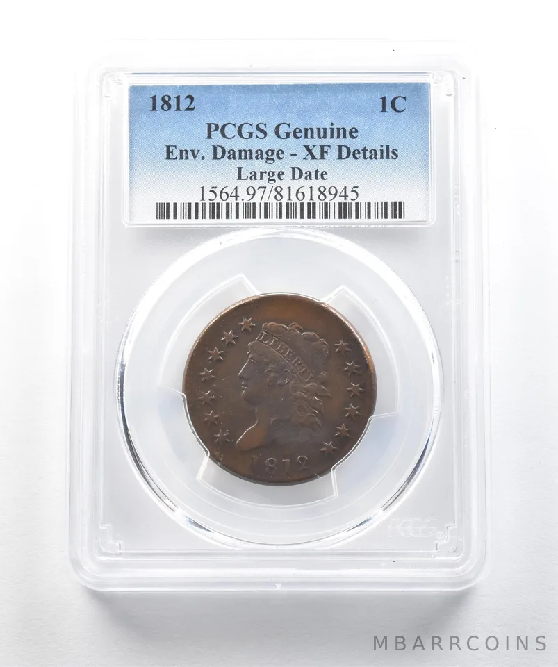 1812 Classic Head Large Cent Large Date Genuine Environmental Damage PCGS *0201