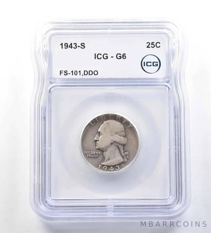 1943-S Washington Quarter FS-101 DDO G6 ICG *0545