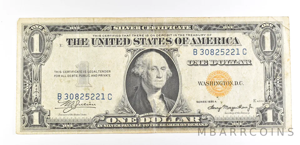1935 A $1 Silver Certificate North Africa Yellow Seal Fr#2309 WWII *9349