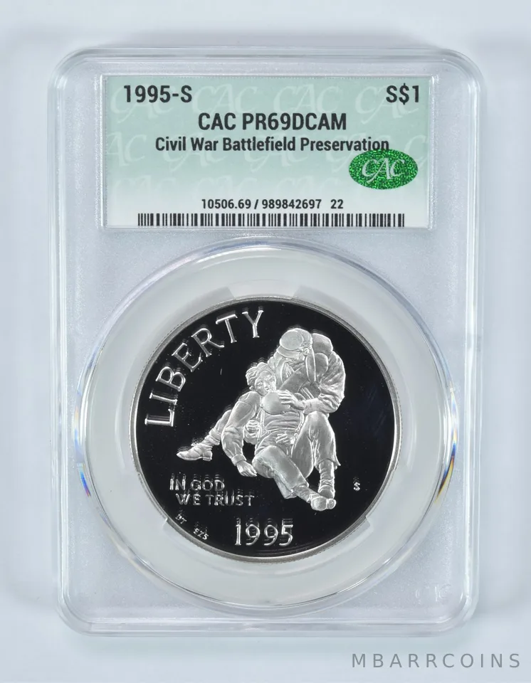 1995-S Civil War Battlefields Commemorative Silver Dollar PR69 DCAM CAC CACg