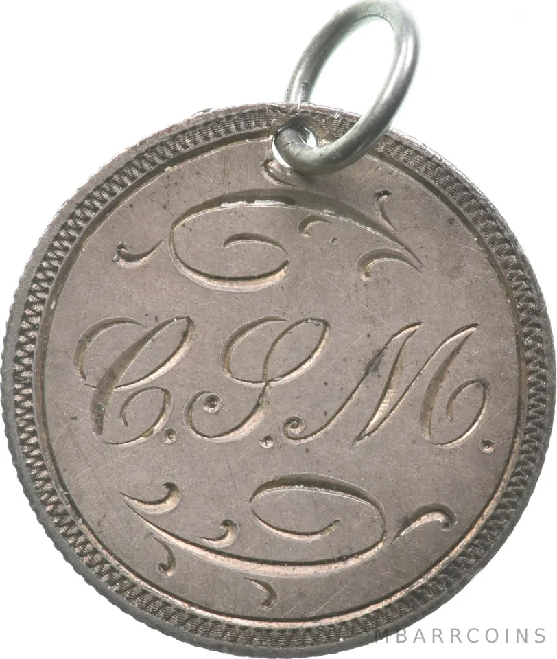 1901 Barber Dime Love Token C S L M I Victorian Silver Coin Pendant Charm *9312