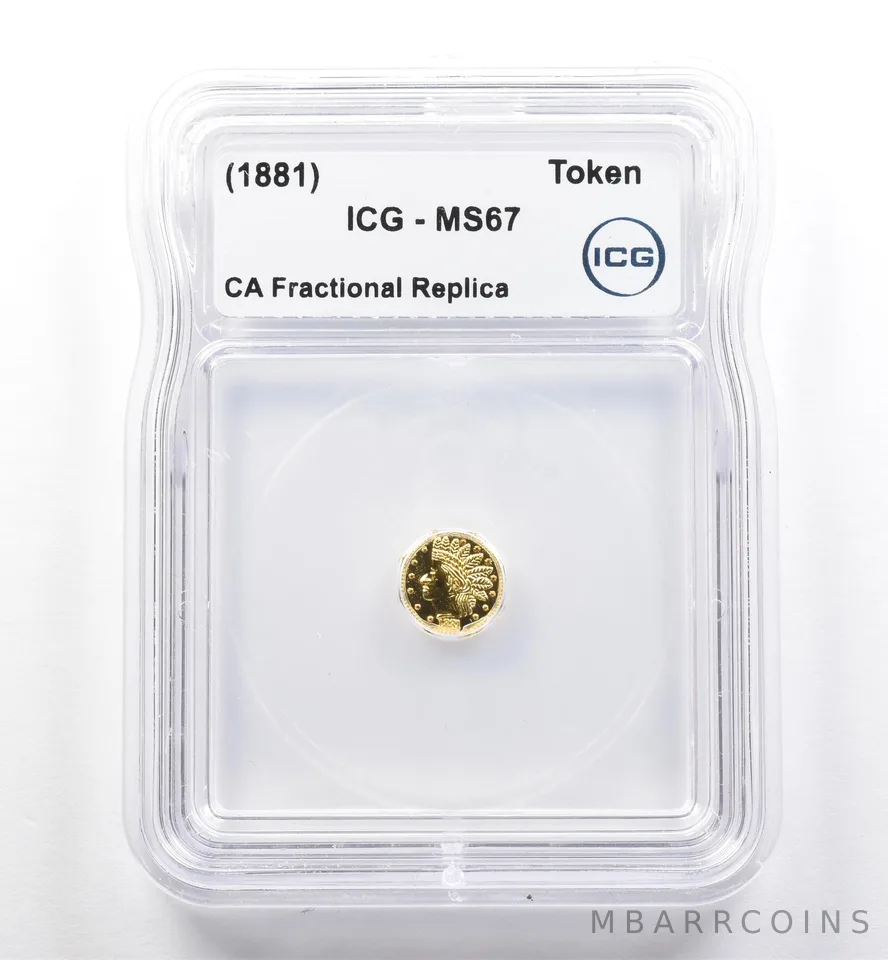 (1881) California Fractional Gold Token Indian Head 1/4 Dollar MS67 ICG *7438