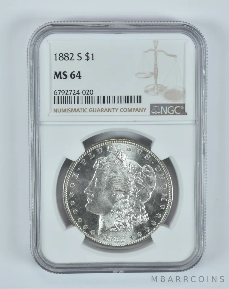 MS64 1882-S Morgan Silver Dollar NGC Beautifully Toned a6749