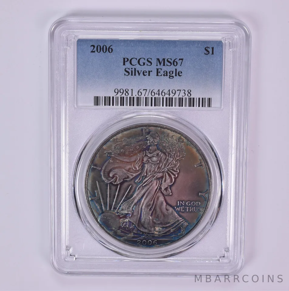 2006 American Silver Eagle MS67 PCGS Beautiful Tone *1509