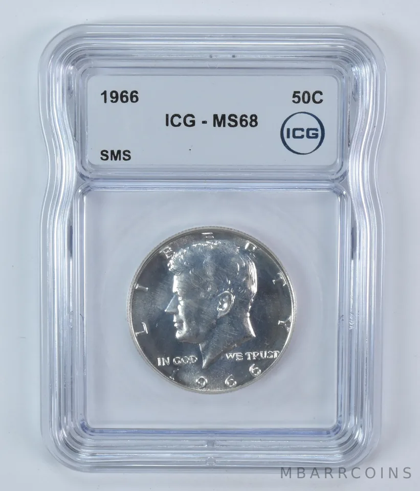 1966 Kennedy Half Dollar SMS MS68 ICG