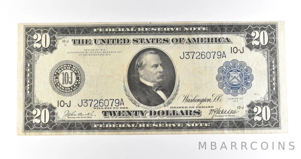 1914 $20 Kansas City MO FRN Large Note Blue Seal *0443