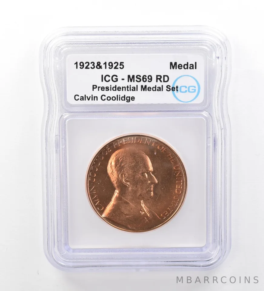 (1923&1925) Presidential Medal Set Coolidge MS69 RD ICG Peripheral Tone a1987