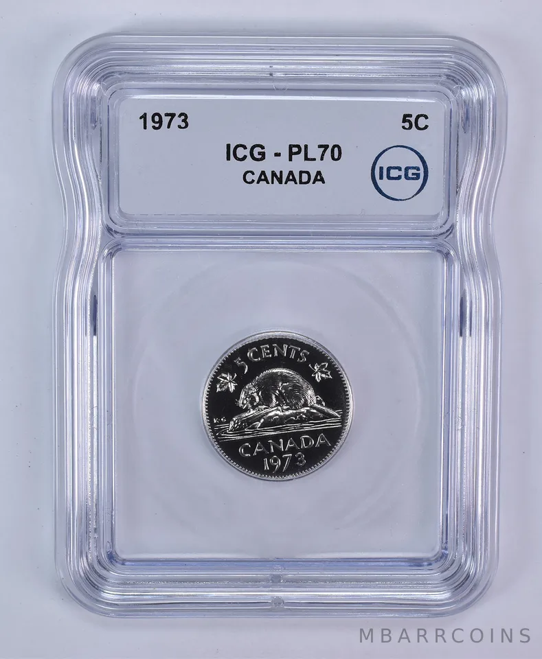 1973 Canada 5 Cents Beaver PL70 ICG