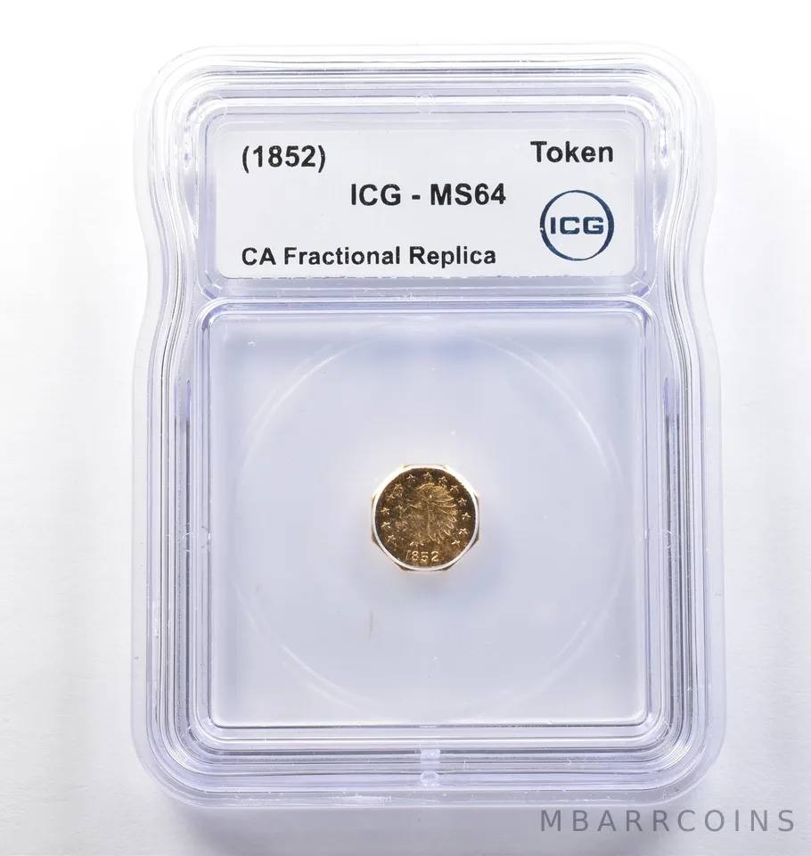 (1852) CA Fractional Gold Style Token Indian Head 1/2 Dollar MS64 ICG *3818