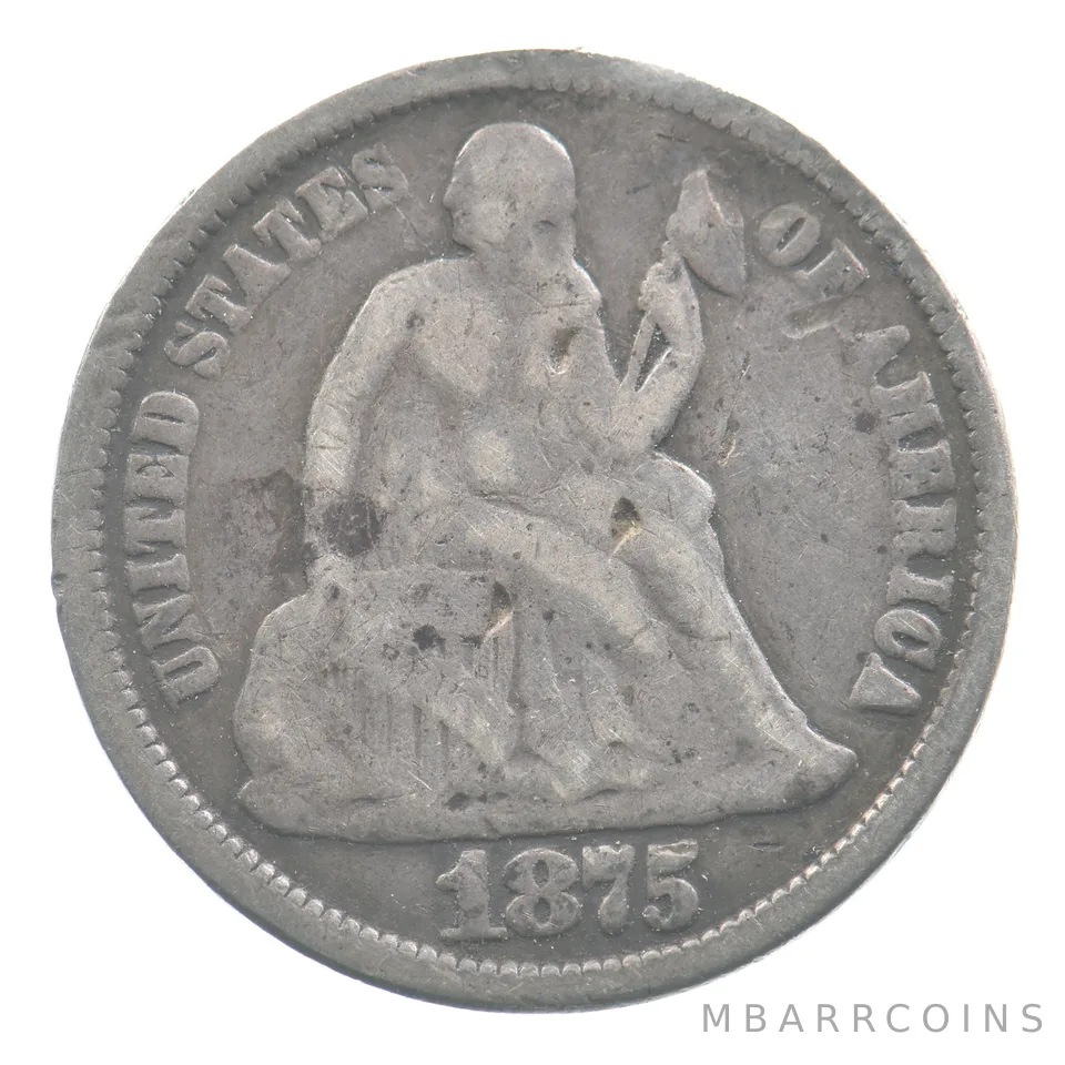 1875 Seated Liberty Dime Love Token MB Victorian *4517