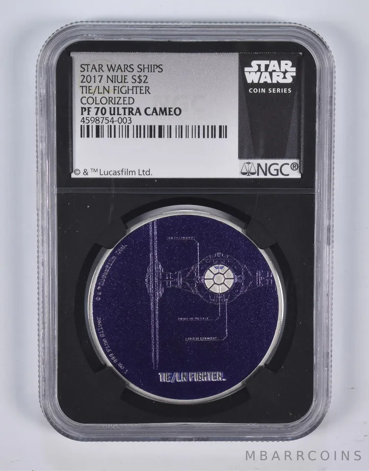 PF70 UCAM 2017 Niue $2 1 Oz Silver Star Wars Tie/Ln Fighter Colorized NGC a2354