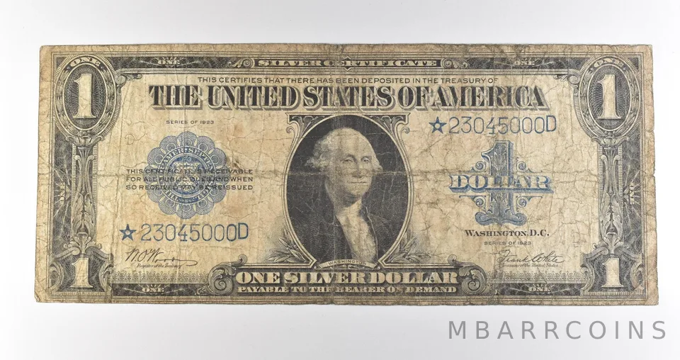 1923 $1 Silver Certificate Blue Seal Star Note Large Note Fr#238* *4638