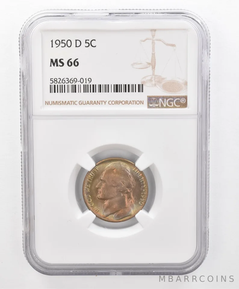 1950-D Jefferson Nickel MS66 NGC Beautiful Tone *2695