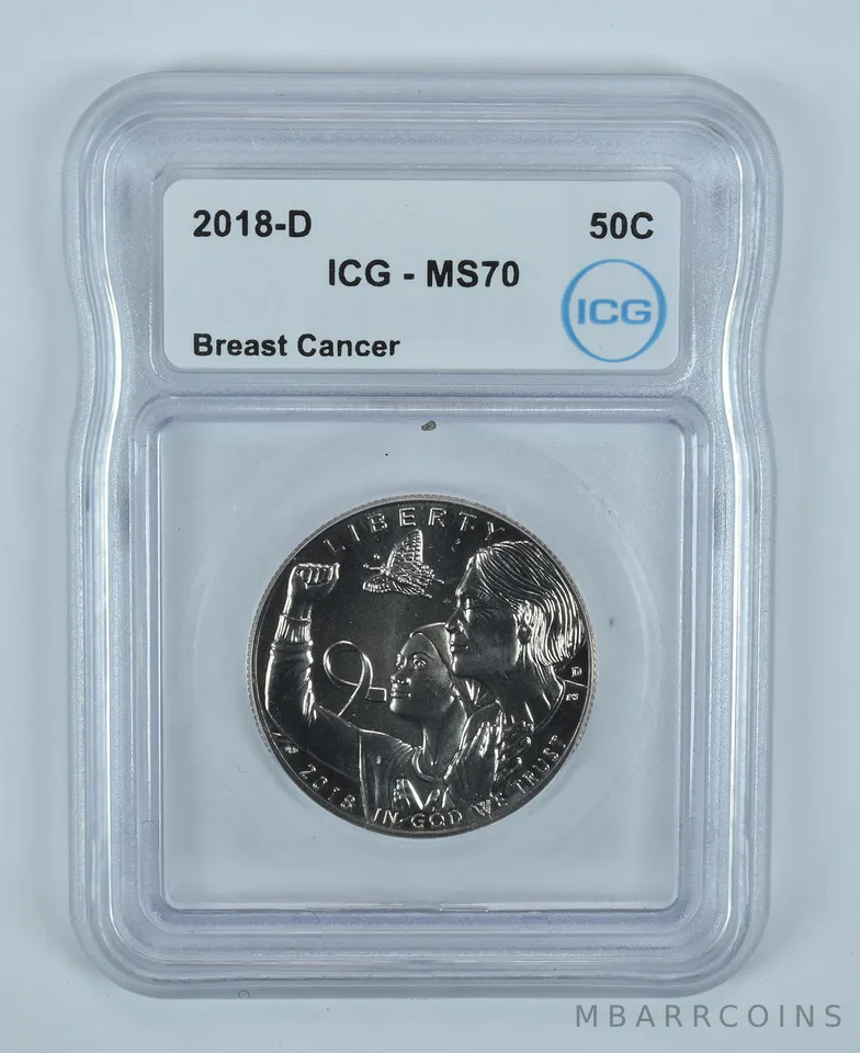 2018-D Breast Cancer Commemorative Half Dollar MS70 ICG