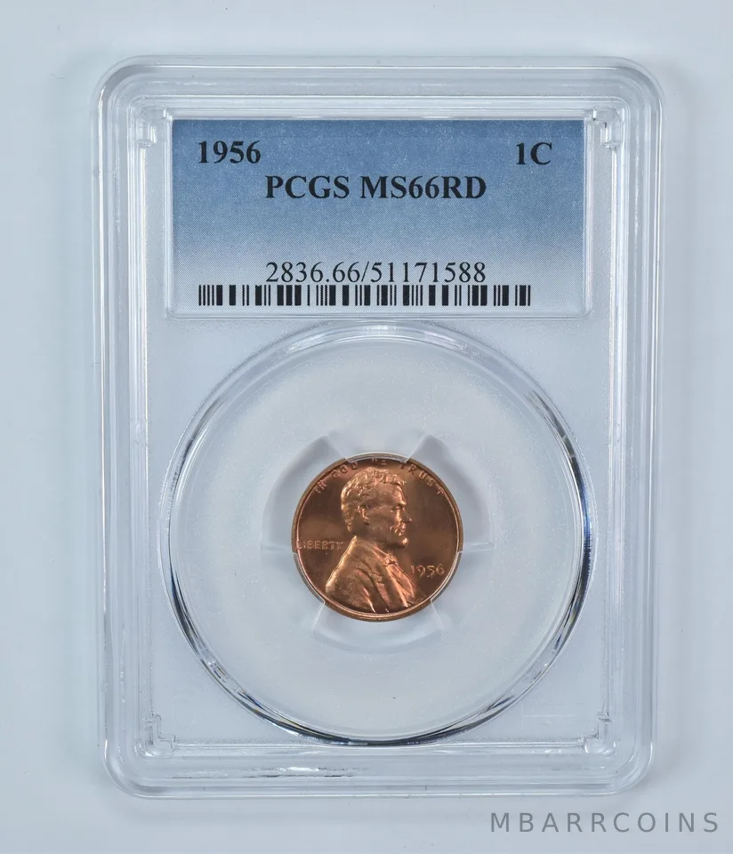 1956 Lincoln Wheat Cent MS66 RD PCGS Blue Label