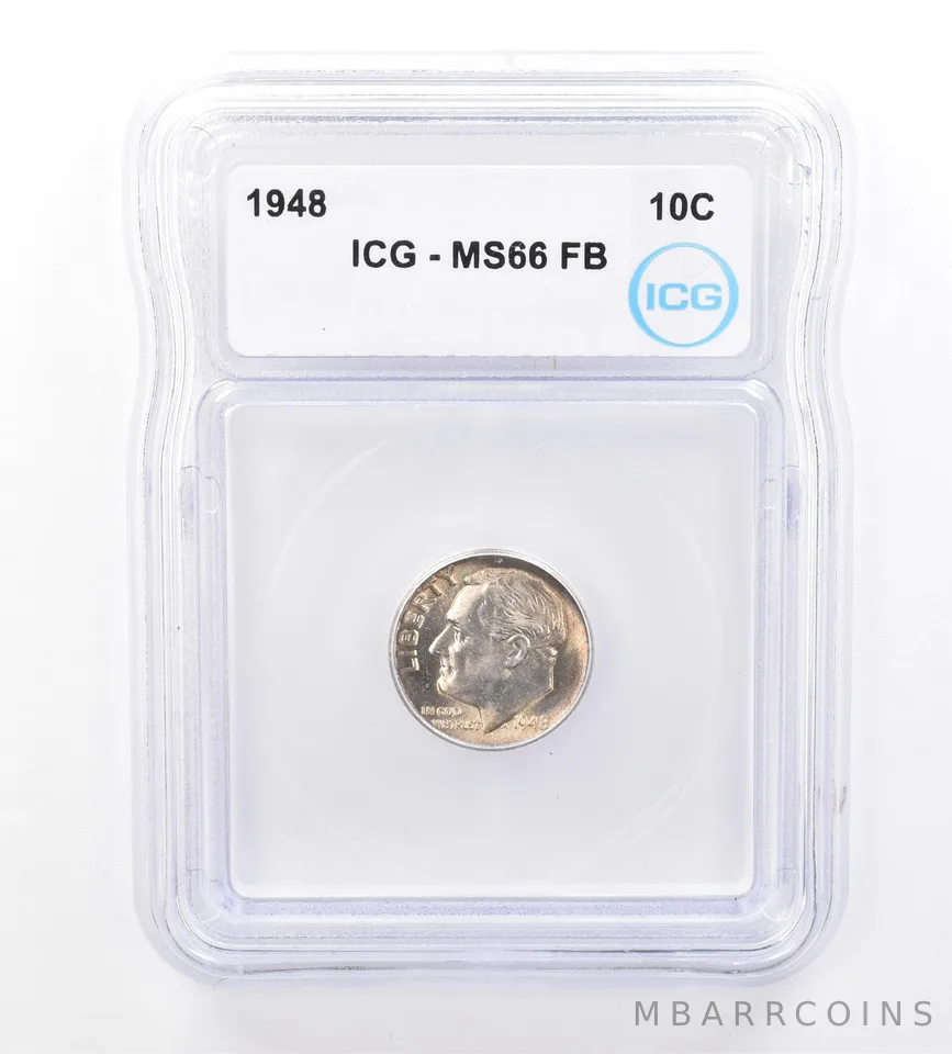 1948 Roosevelt Dime MS66 FB ICG Beautiful Tone *1599