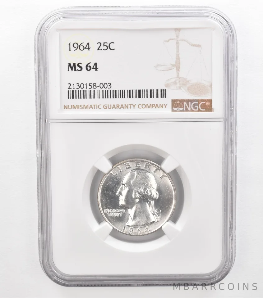 1964 Washington Quarter MS64 NGC Beautiful Tone Reverse *3678