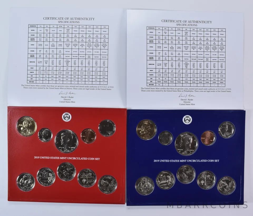2019 Mint Set with Unc Coins in Original Packaging (20 coins) No PENNY