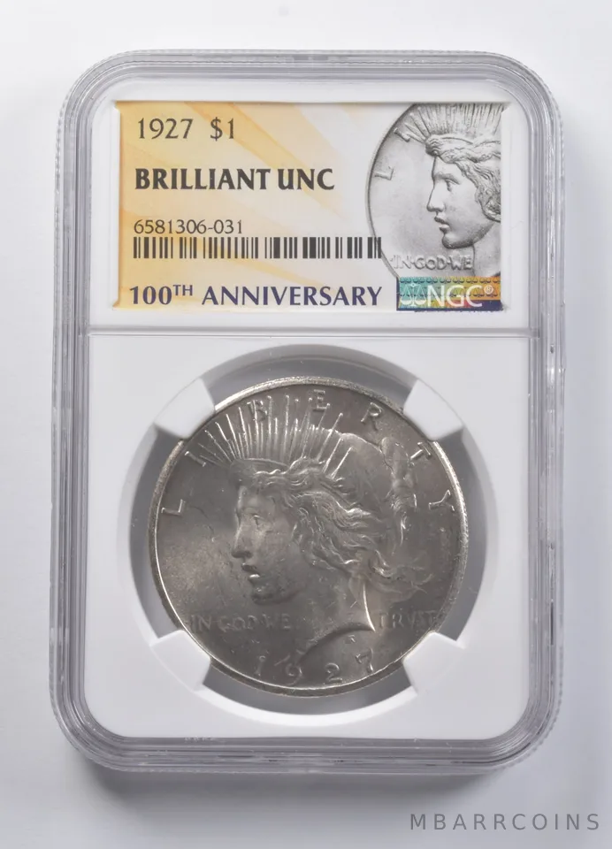 BU 1927 Peace Silver Dollar 100th Anniversary NGC *7204