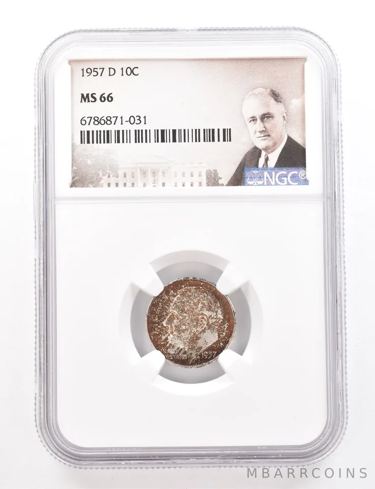 1957-D Roosevelt Dime MS66 NGC Beautiful Tone *3379