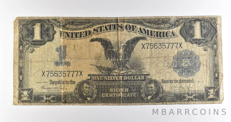 1899 $1 Silver Certificate Black Eagle Blue Seal Large Note *4518