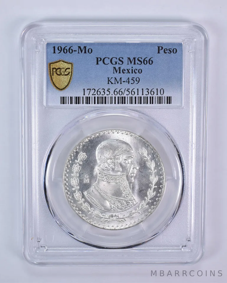 1966 Mo Mexico 1 Peso KM#459 MS66 PCGS Blue Label