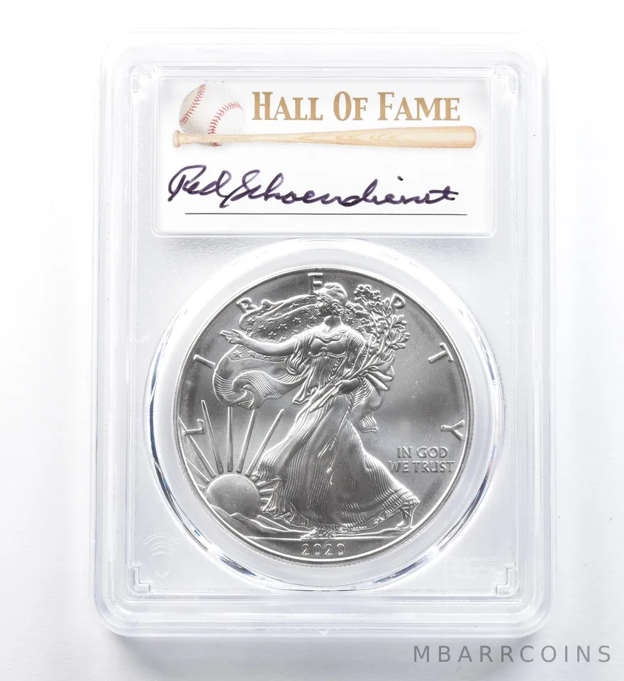 2020 (S) American Silver Eagle Schoendienst Emergency Issue FDOI MS70 PCGS a1280
