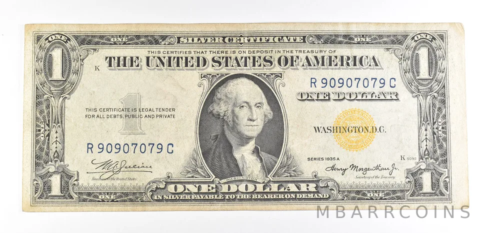 1935 A $1 Silver Certificate North Africa Yellow Seal Fr#2309 WWII *9357